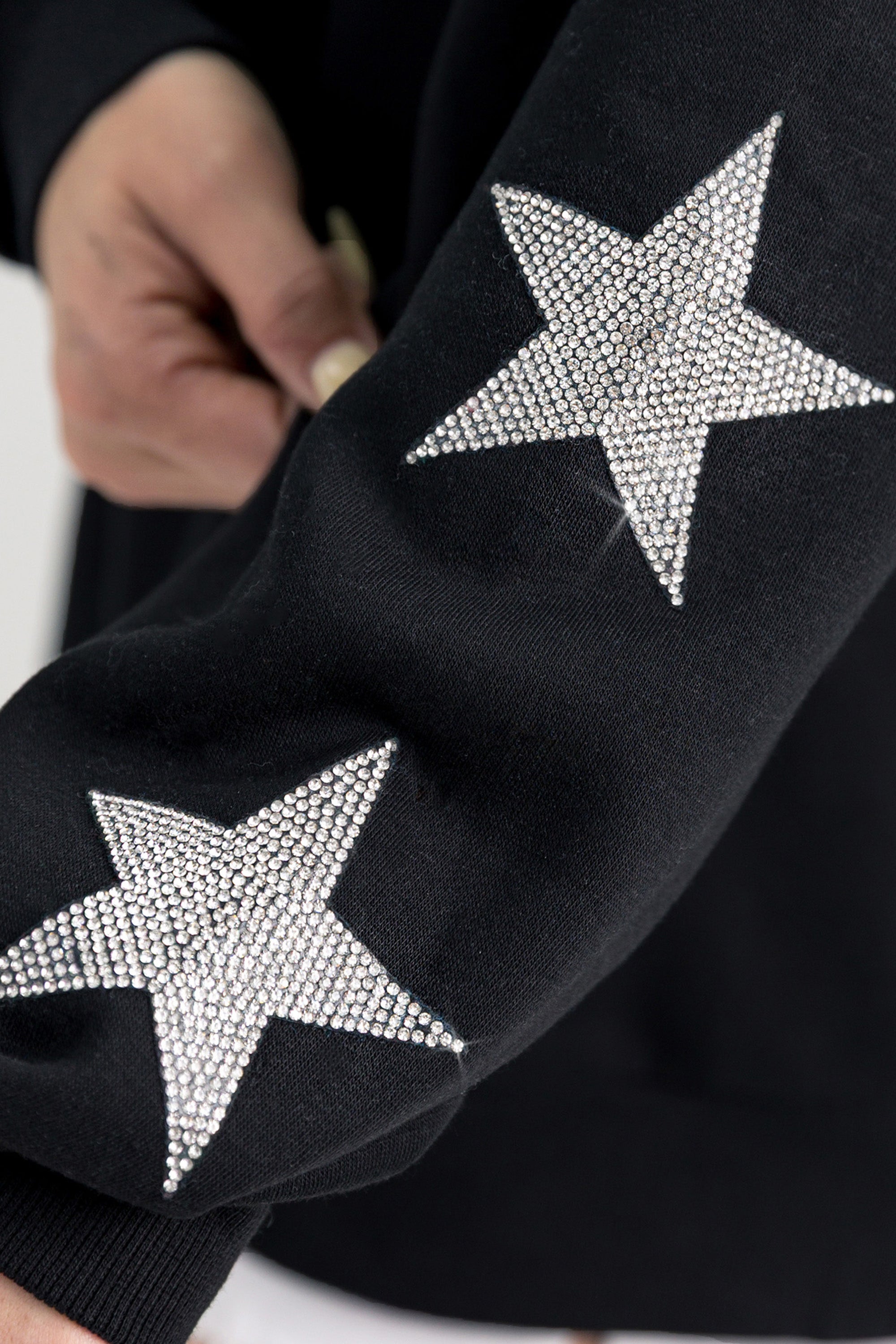 TEAM USA UNITED WE STAND RHINESTUD STAR SLEEVE CREWNECK PULLOVER
