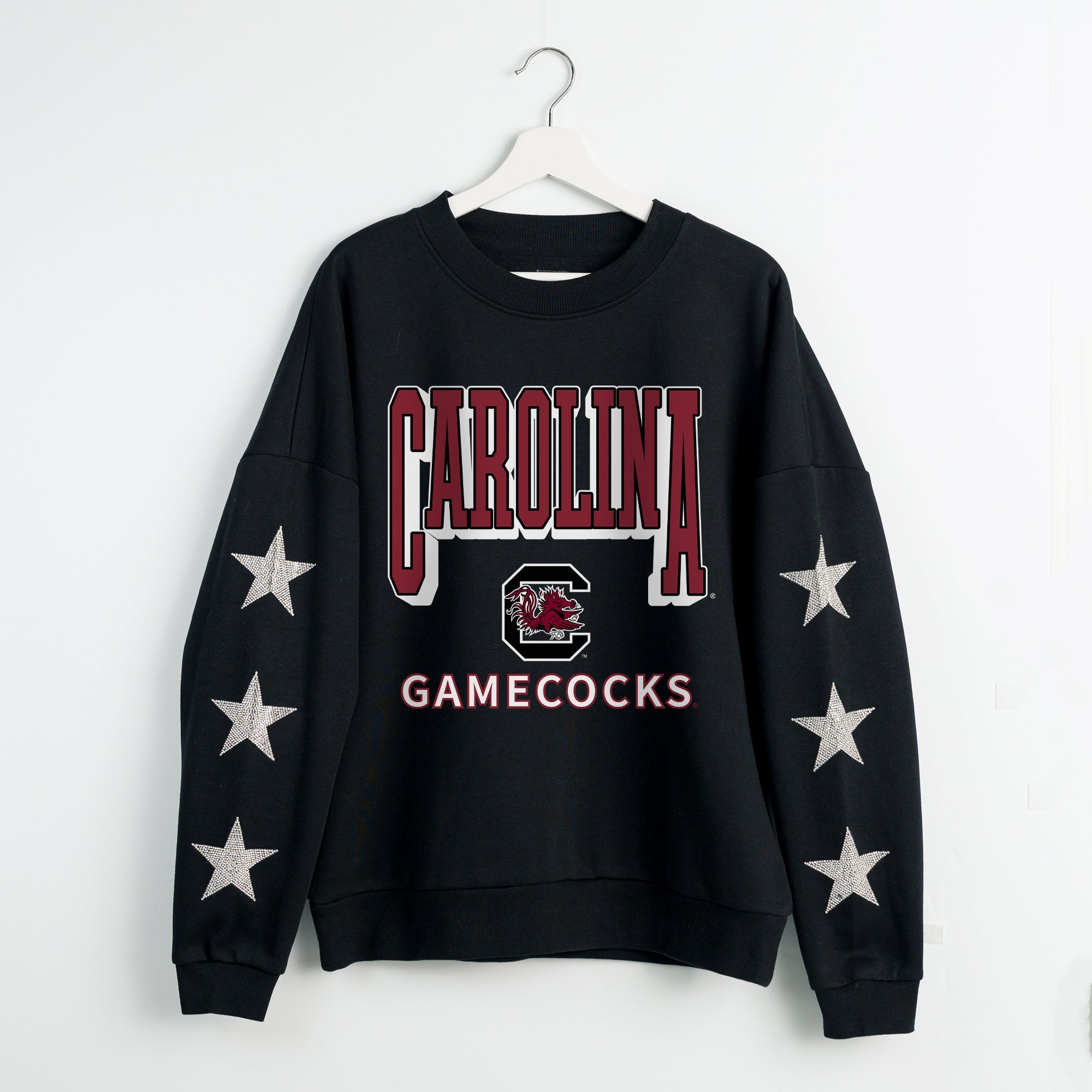 SOUTH CAROLINA GAMECOCKS PURE VICTORY EMBELLISHED STAR SLEEVE CREWNECK PULLOVER