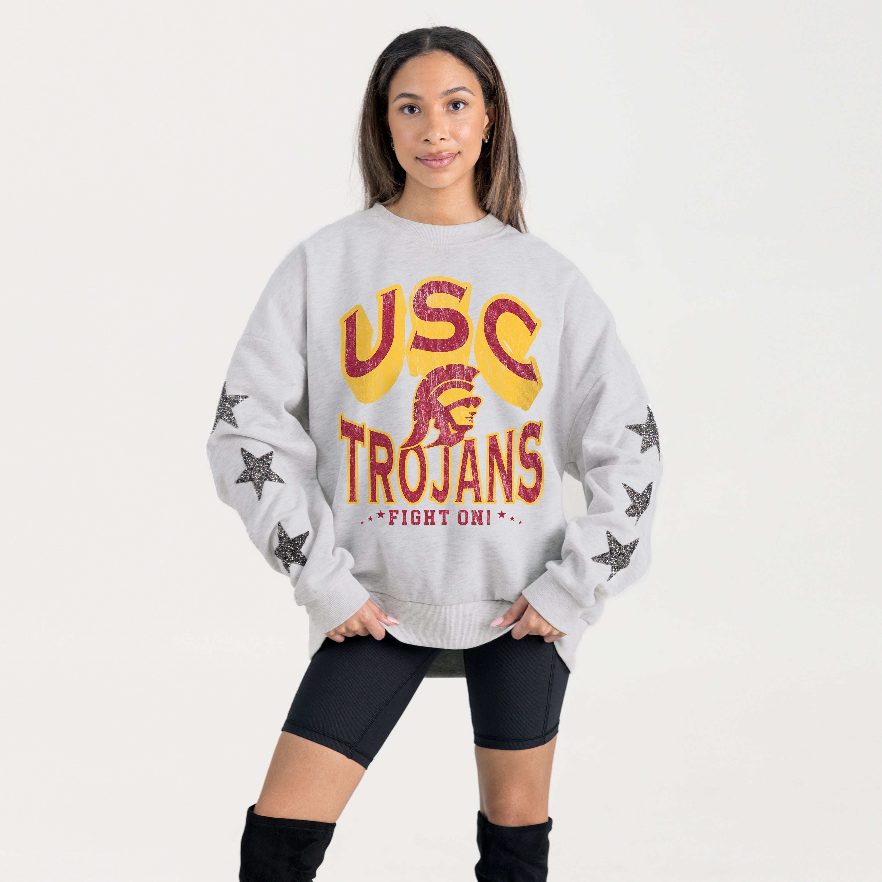 USC TROJANS RESILIENCE STAR EMBELLISHED CREW SWEATSHIRT