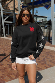 UTAH UTES DEDICATION EMBELLISHED STAR SLEEVE CREWNECK PULLOVER