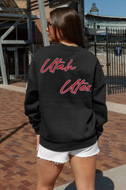 UTAH UTES DEDICATION EMBELLISHED STAR SLEEVE CREWNECK PULLOVER