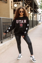 UTAH UTES VELOCITY STAR EMBELLISHED CREW SWEATSHIRT