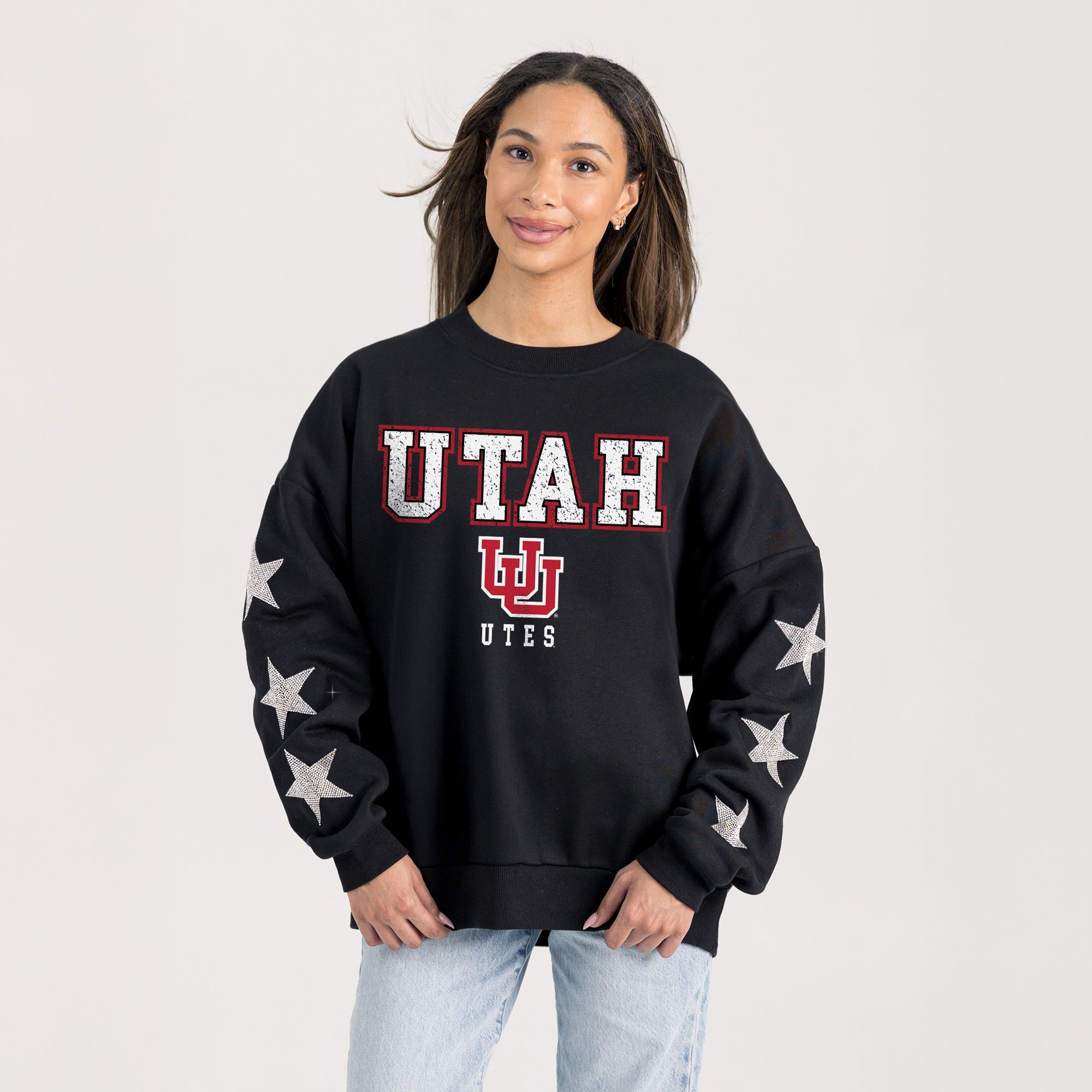 UTAH UTES VELOCITY STAR EMBELLISHED CREW SWEATSHIRT
