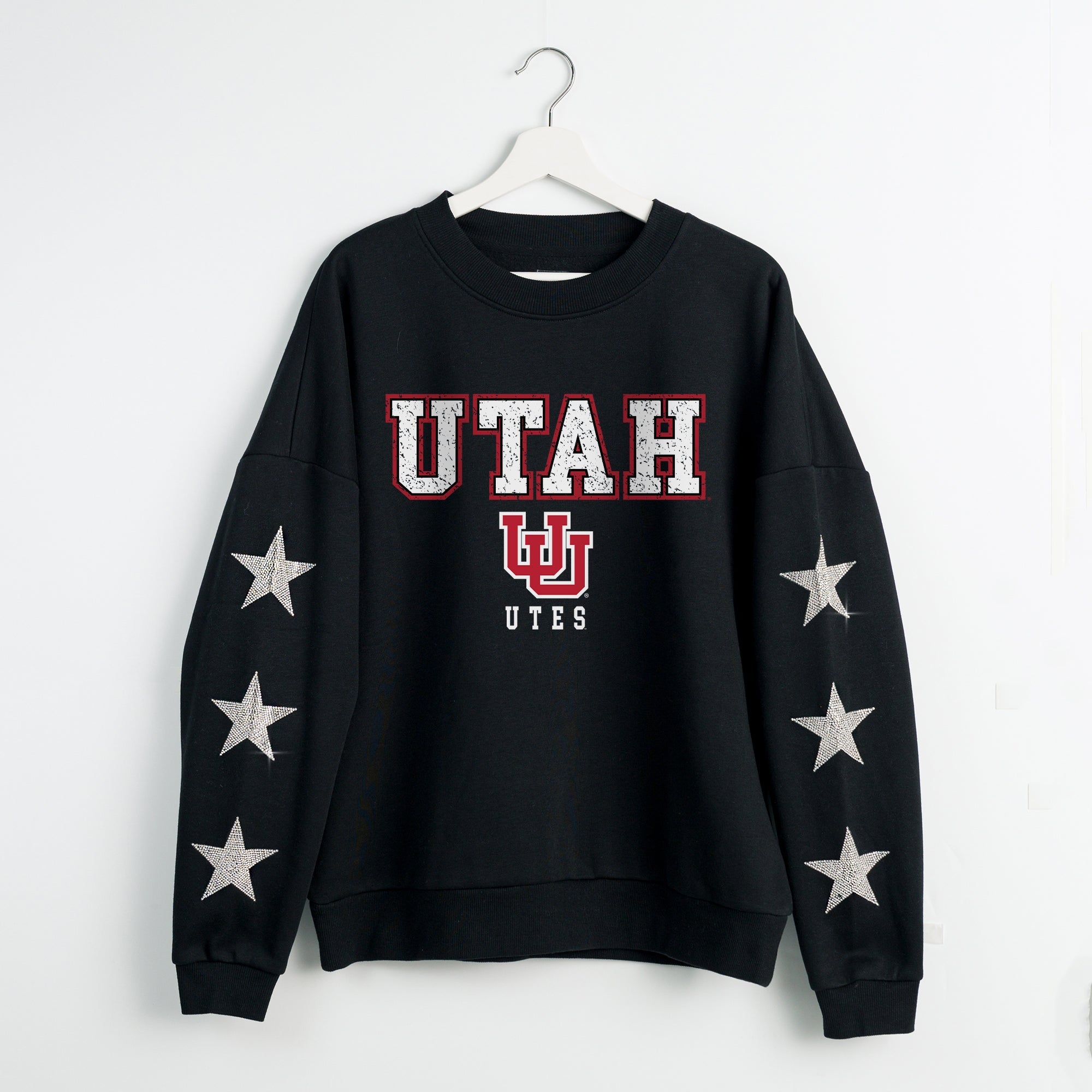 UTAH UTES VELOCITY STAR EMBELLISHED CREW SWEATSHIRT