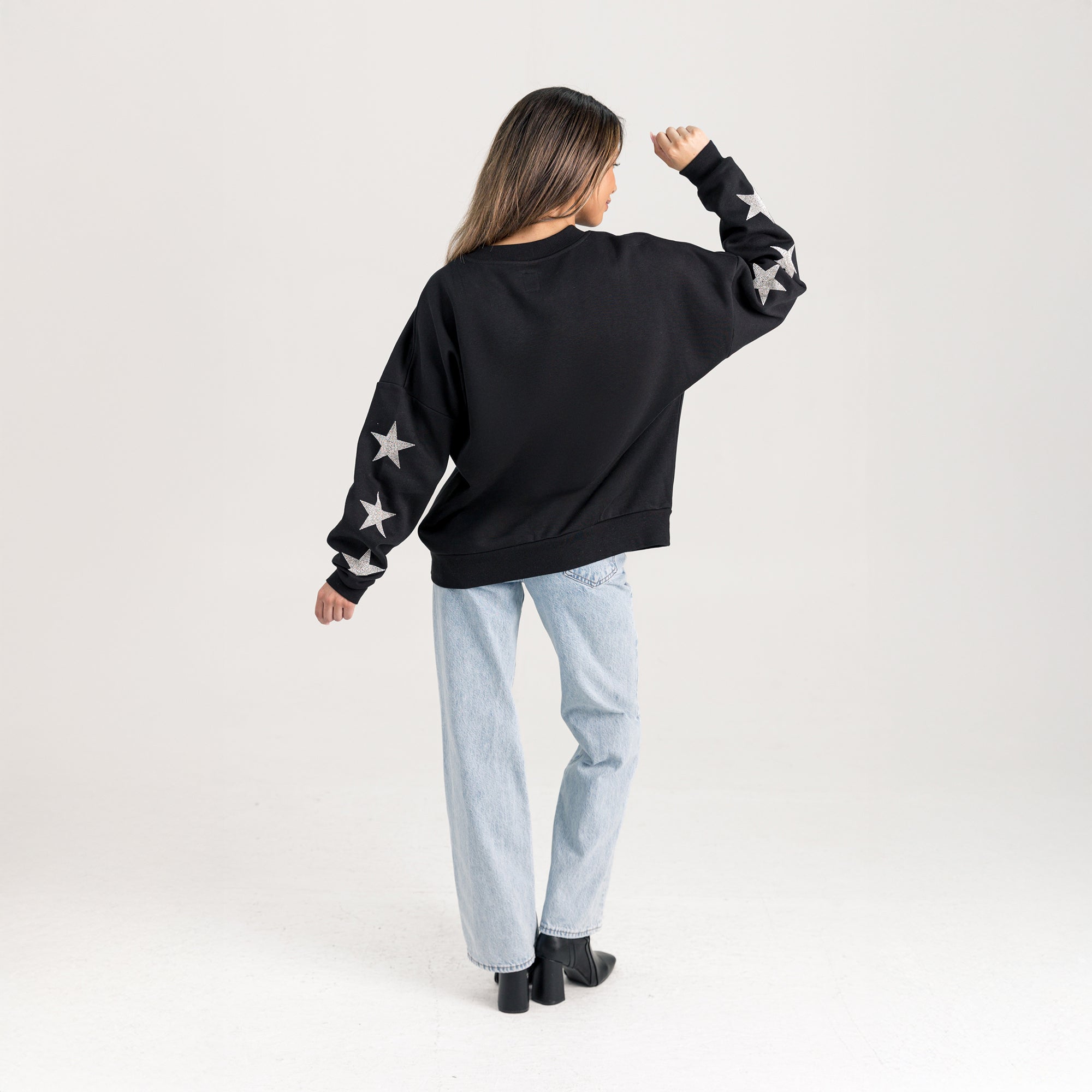 UTAH UTES PURE VICTORY EMBELLISHED STAR SLEEVE CREWNECK PULLOVER