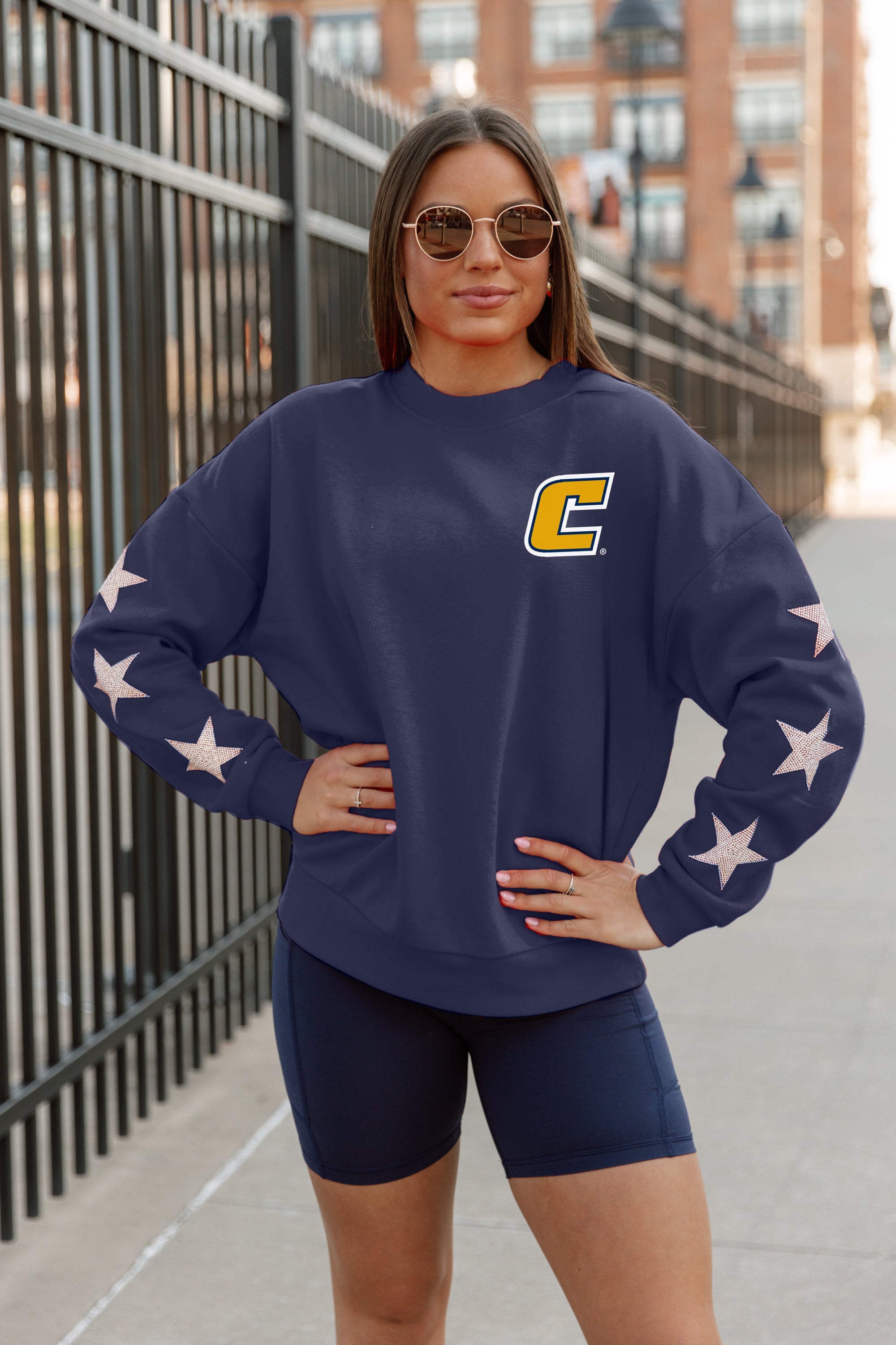 CHATTANOOGA MOCS DEDICATION EMBELLISHED STAR SLEEVE CREWNECK PULLOVER
