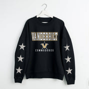 VANDERBILT COMMODORES VELOCITY STAR EMBELLISHED CREW SWEATSHIRT