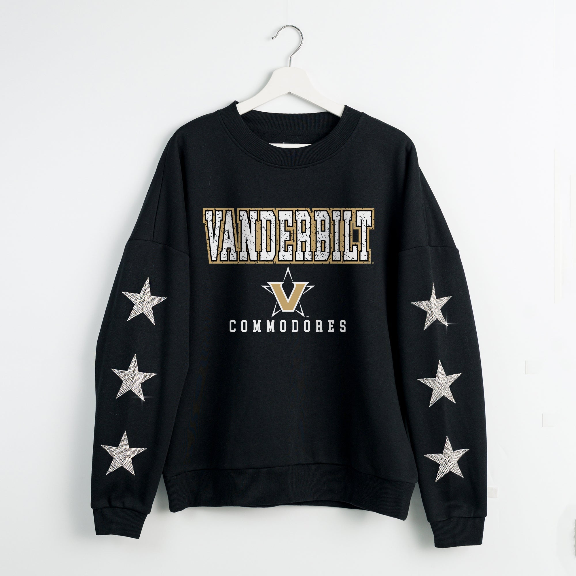 VANDERBILT COMMODORES VELOCITY STAR EMBELLISHED CREW SWEATSHIRT