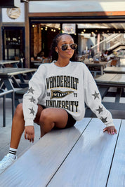 VANDERBILT COMMODORES PENNANT PRIDE EMBELLISHED STAR SLEEVE CREWNECK PULLOVER