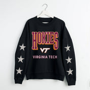 VIRGINIA TECH HOKIES PURE VICTORY EMBELLISHED STAR SLEEVE CREWNECK PULLOVER