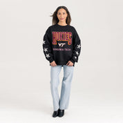 VIRGINIA TECH HOKIES PURE VICTORY EMBELLISHED STAR SLEEVE CREWNECK PULLOVER