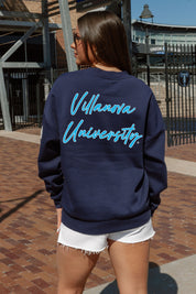 VILLANOVA WILDCATS DEDICATION EMBELLISHED STAR SLEEVE CREWNECK PULLOVER