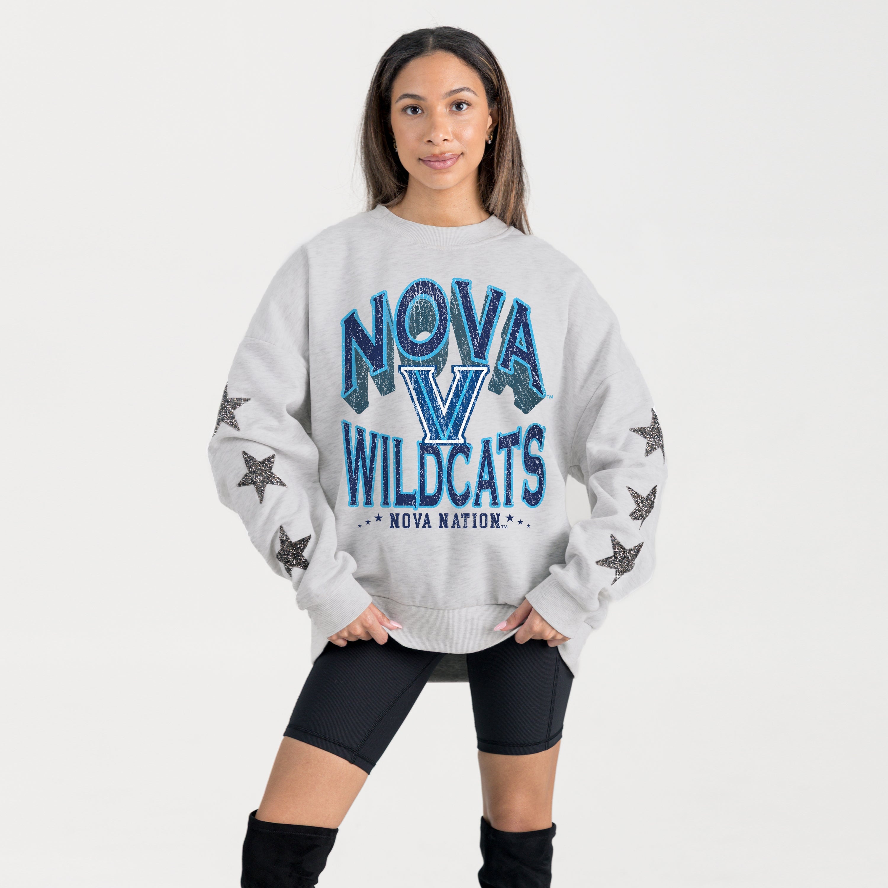VILLANOVA WILDCATS RESILIENCE STAR EMBELLISHED CREW SWEATSHIRT