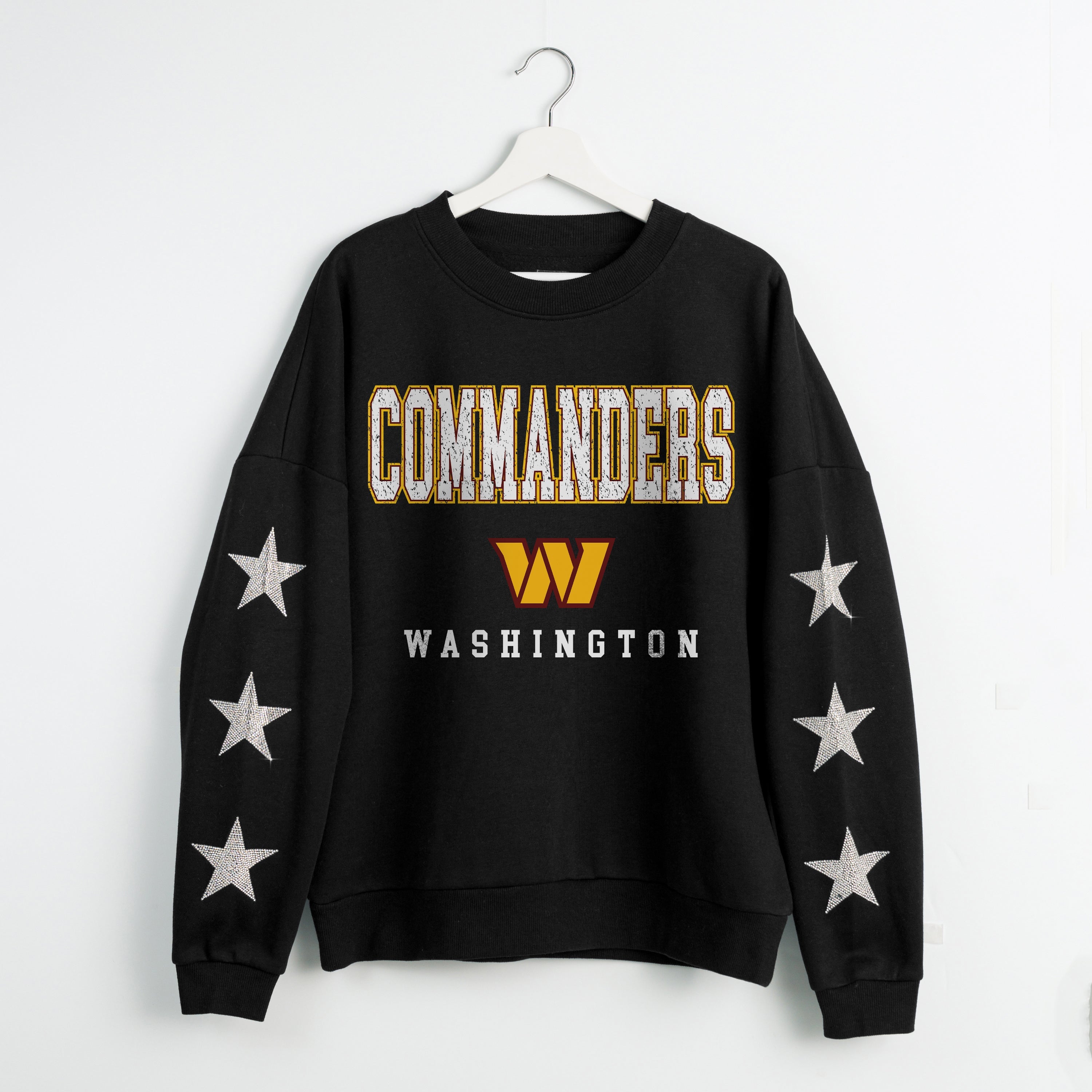 WASHINGTON COMMANDERS VELOCITY STAR EMBELLISHED CREW SWEATSHIRT
