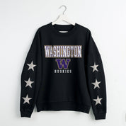 WASHINGTON HUSKIES VELOCITY STAR EMBELLISHED CREW SWEATSHIRT