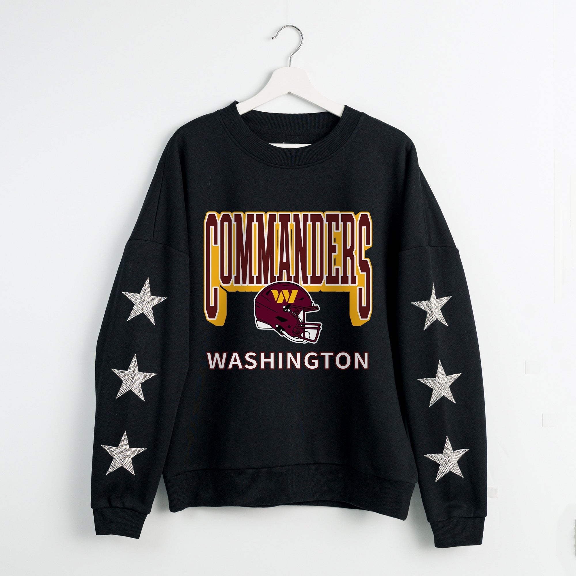 WASHINGTON COMMANDERS PURE VICTORY STAR EMBELLISHED CREW SWEATSHIRT