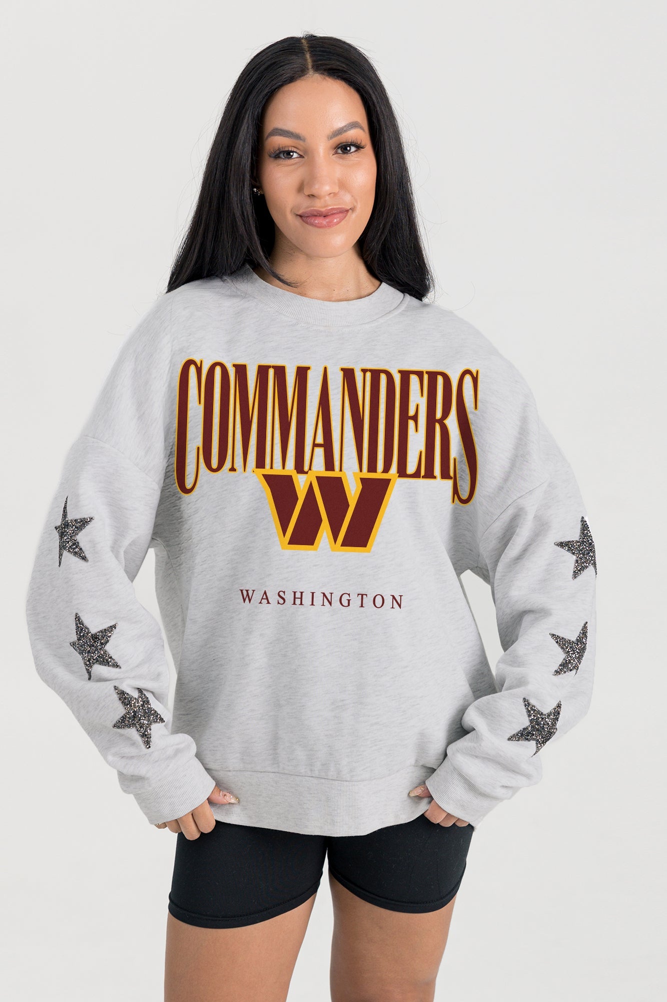 WASHINGTON COMMANDERS BOLD PLAY STAR EMBELLISHED CREW SWEATSHIRT BY RANDI MAHOMES