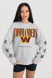 WASHINGTON COMMANDERS BOLD PLAY STAR EMBELLISHED CREW SWEATSHIRT BY RANDI MAHOMES
