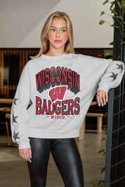 WISCONSIN BADGERS RESILIENCE STAR EMBELLISHED CREW SWEATSHIRT