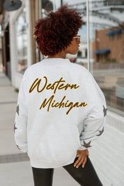 WESTERN MICHIGAN BRONCOS DEDICATION EMBELLISHED STAR SLEEVE CREWNECK PULLOVER