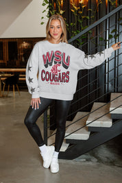 WASHINGTON STATE COUGARS RESILIENCE STAR EMBELLISHED CREW SWEATSHIRT