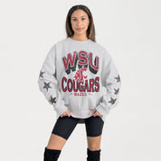 WASHINGTON STATE COUGARS RESILIENCE STAR EMBELLISHED CREW SWEATSHIRT