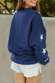 BASEBALL MOM LIFE EMBELLISHED STAR SLEEVE CREWNECK PULLOVER