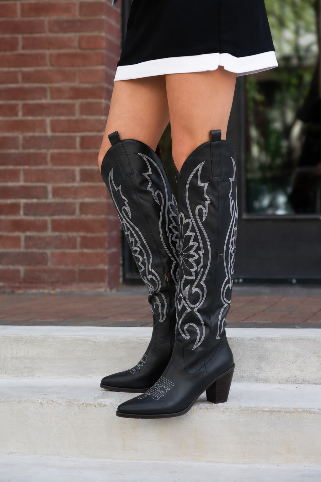 AFTER HOURS KNEE HIGH WESTERN BOOT IN BLACK