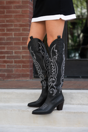 AFTER HOURS KNEE HIGH WESTERN BOOT IN BLACK