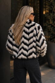 ELEVATE FAUX FUR STRIPED JACKET