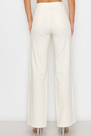 CLAIRE DISTRESSED WIDE LEG JEANS - IVORY