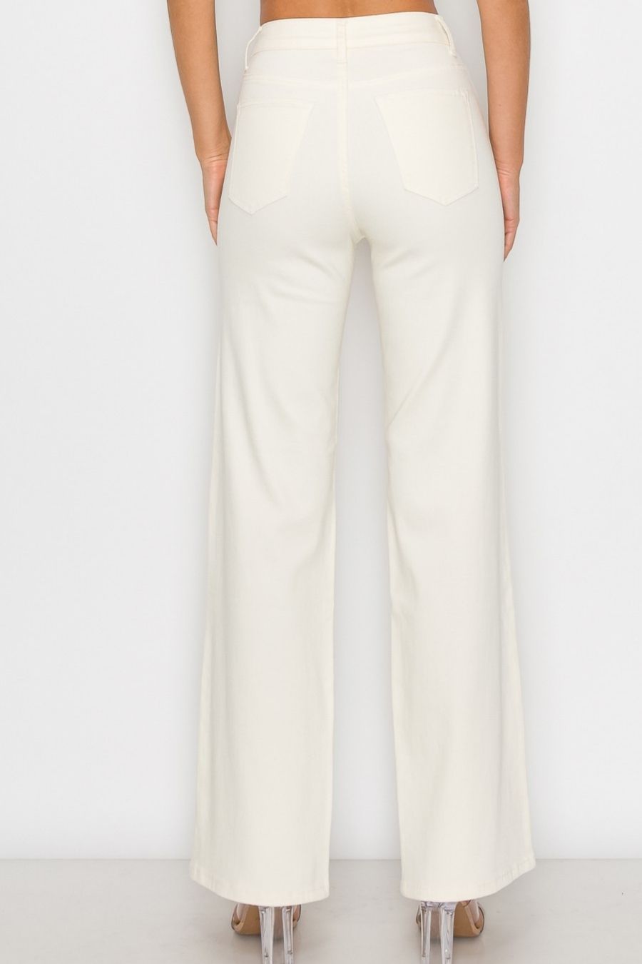 CLAIRE DISTRESSED WIDE LEG JEANS - IVORY – Gameday Couture - SOHO