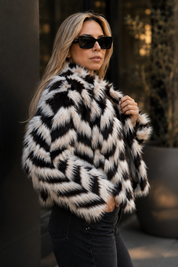ELEVATE FAUX FUR STRIPED JACKET
