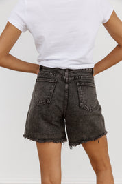 TIMELESS HIGH-WAIST SHORTS IN BLACK DENIM