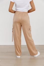 SATIN SHINE DRAWSTRING CARGOS IN ROSE GOLD