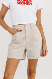 ELEVATED CLASSIC MOM SHORTS IN STONE