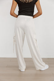 SATIN SHINE DRAWSTRING CARGOS IN IVORY