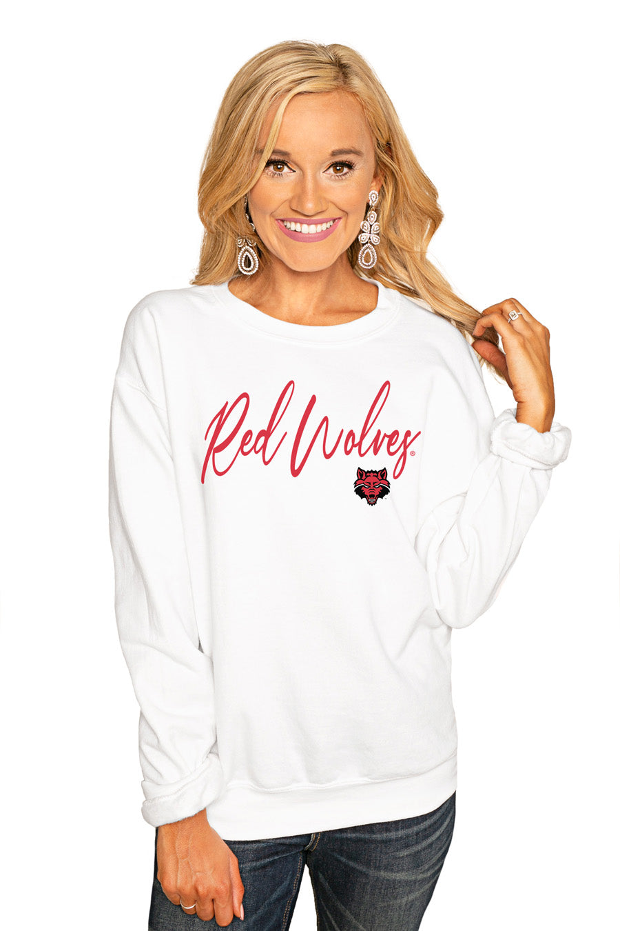 ARKANSAS STATE RED WOLVES Win The Day Crew Sweatshirt