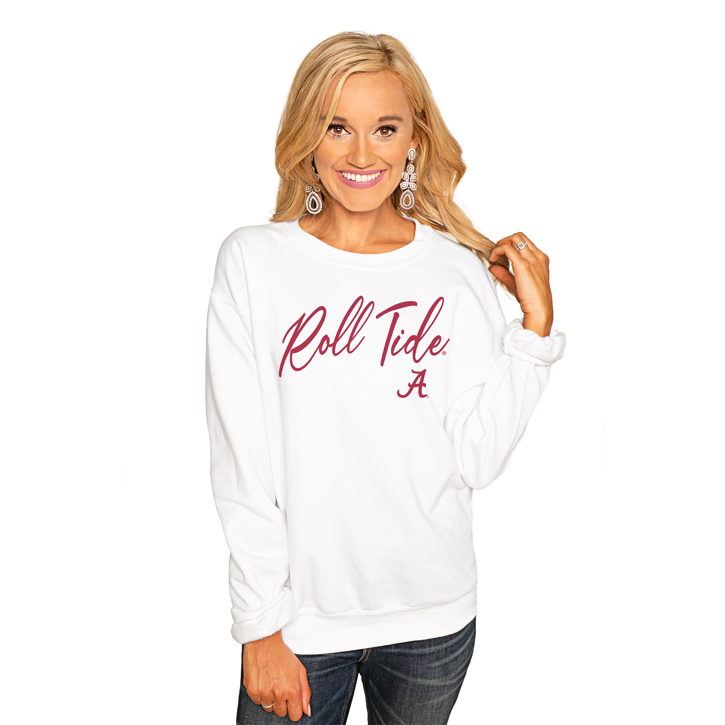 ALABAMA CRIMSON TIDE "WIN THE DAY" PERFECT COZY CREW SWEATSHIRT-ALABAMA CRIMSON TIDE