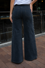BOLD STATEMENT WIDE LEG STUDDED PANTS