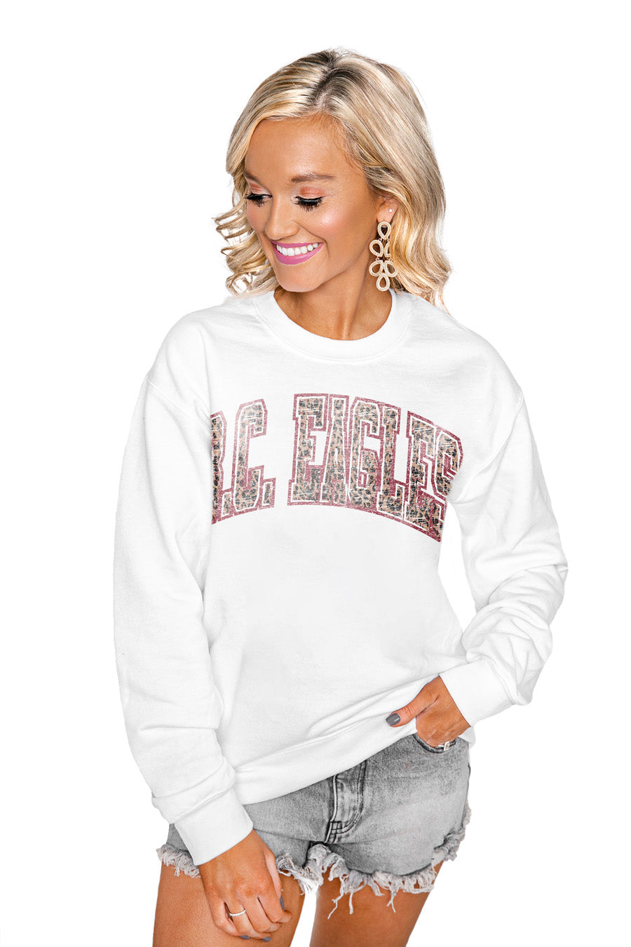 BOSTON COLLEGE EAGLES Snap Crew Sweatshirt-BOSTON COLLEGE EAGLES