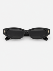MODERN MUSE BUCKLE ROUND SUNGLASSES IN BLACK