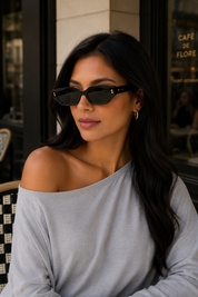 ALL THE ANGLES CAT EYE SUNGLASSES IN BLACK