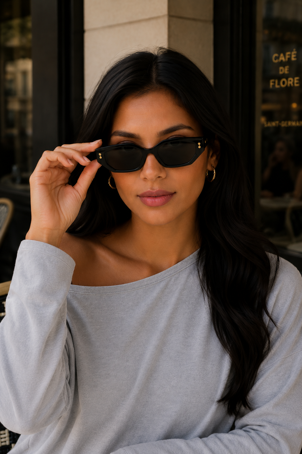 ALL THE ANGLES CAT EYE SUNGLASSES IN BLACK