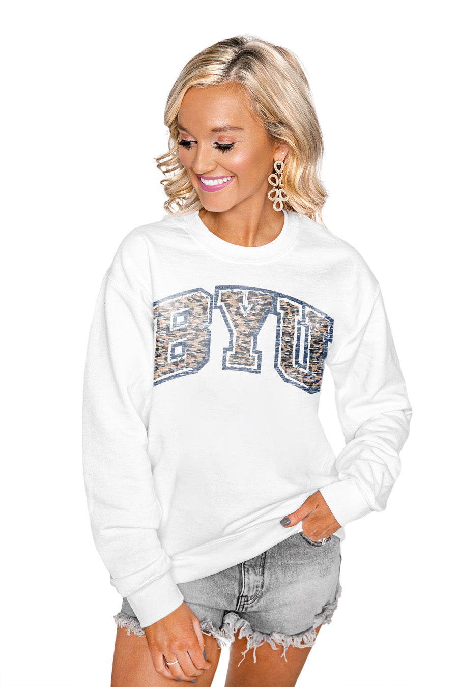 BYU COUGARS Snap Crew Sweatshirt-BYU COUGARS