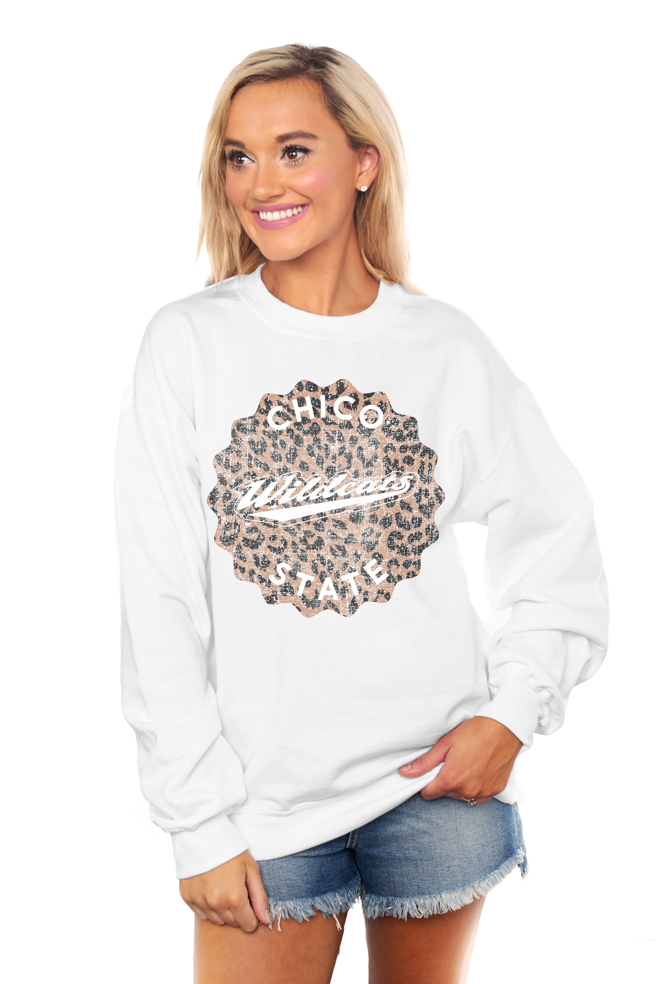 CHICO STATE WILDCATS Wide Side Crew Sweatshirt-CHICO STATE WILDCATS