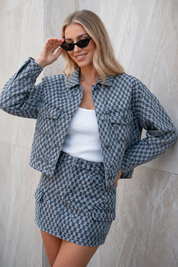 GRID PLAY CARGO DENIM JACKET