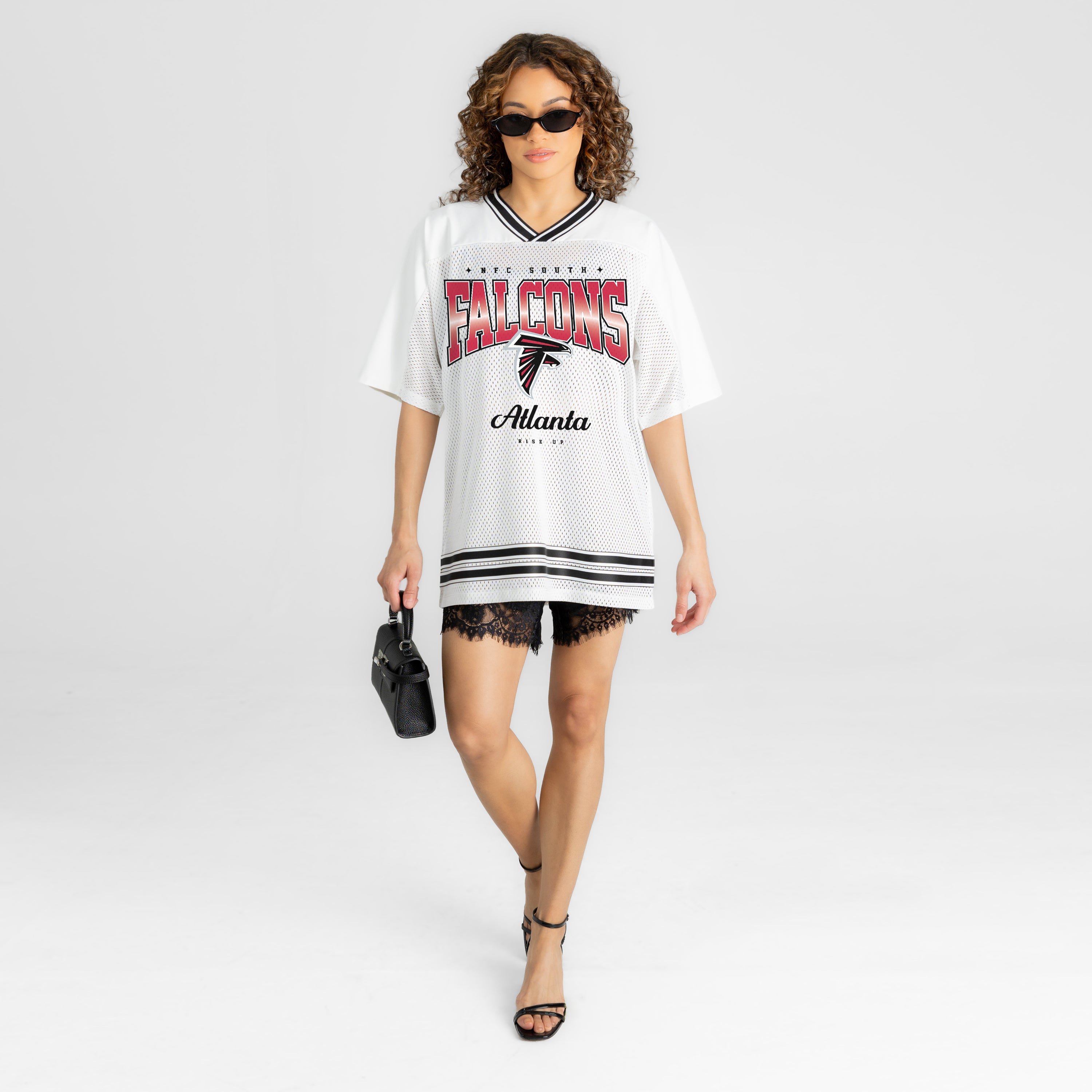 ATLANTA FALCONS SQUAD MENTALITY OVERSIZED MESH FASHION TOP