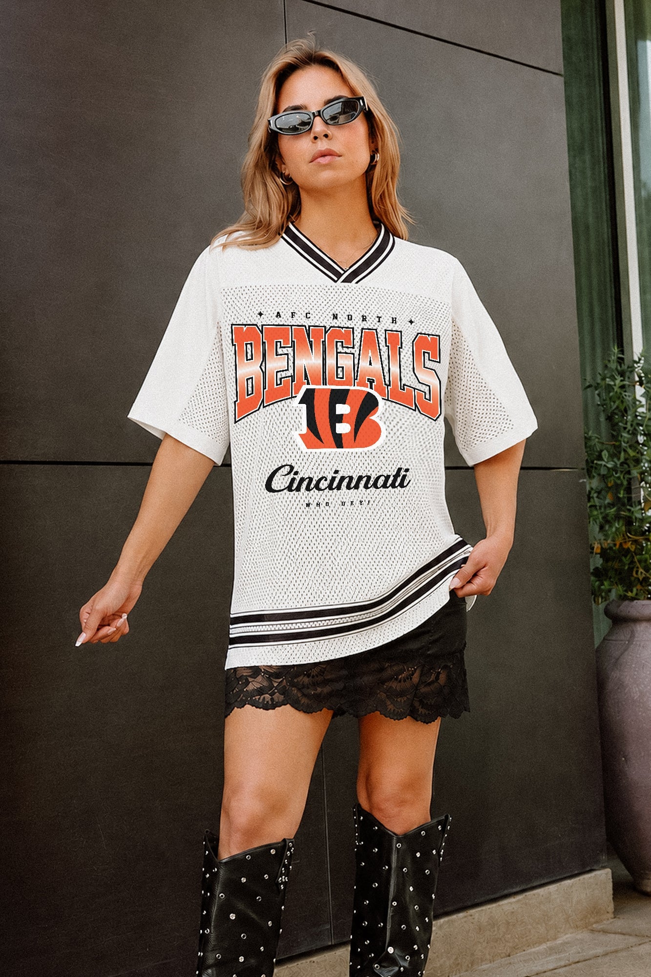CINCINNATI BENGALS SQUAD MENTALITY OVERSIZED MESH FASHION TOP
