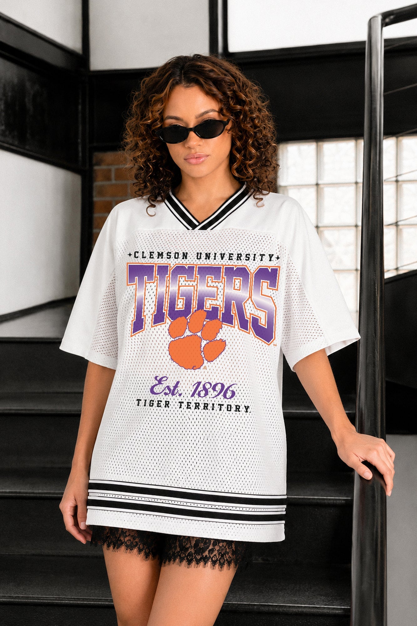 CLEMSON TIGERS SQUAD MENTALITY OVERSIZED MESH FASHION JERSEY